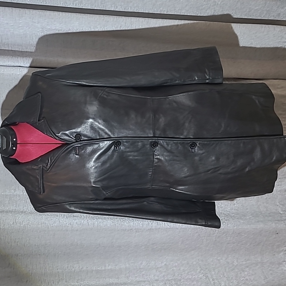 Danier genuine leather long black jacket size xl